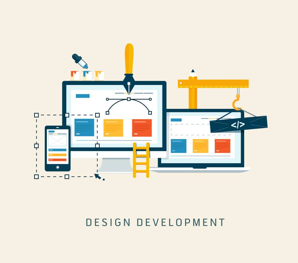 Building/Designing a website or application. Flat style vector